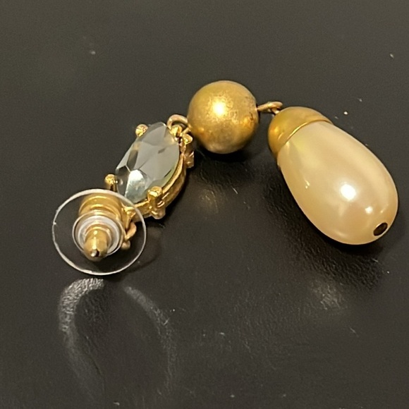 Vintage Gerard Yosca Designer Costume Earrings Stone Pearl Drop NWOT - Picture 7 of 7